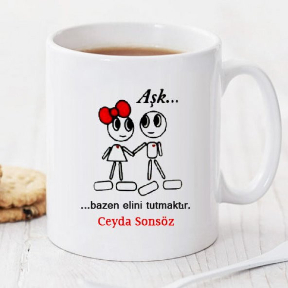 Aşk Bazen Elini Tutmaktır Kişiye Özel Kupa Pi52