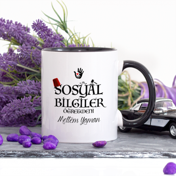 Kişiye Özel Lacivert Renkli Sosyal Bilgiler Öğretmeni Kupa Bardak