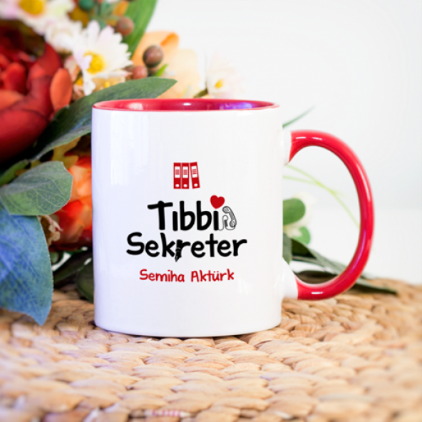 Kişiye Özel Tıbbi Sekreter Kupa Bardak - Kırmızı - 1