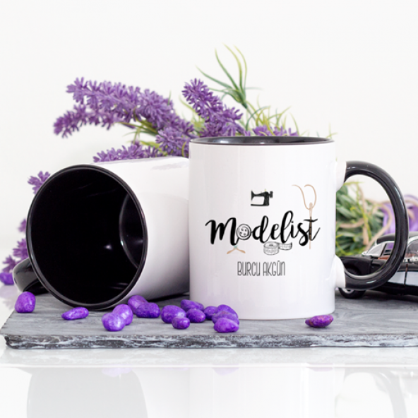 Kişiye Özel Lacivert Renkli Modelist Kupa Bardak - Resim 2