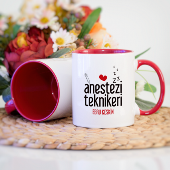 Kişiye Özel Kırmızı Renkli Anestezi Teknikeri Kupa Bardak - 2