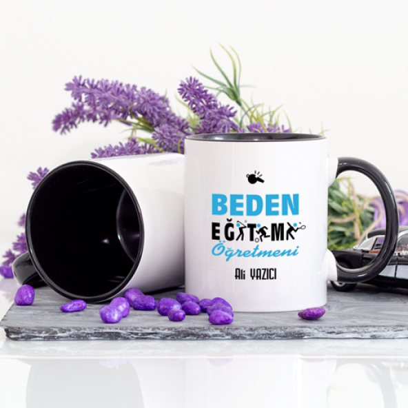 Kişiye Özel Lacivert Renkli Beden Eğitimi Öğretmeni Kupa Bardak - Resim 2