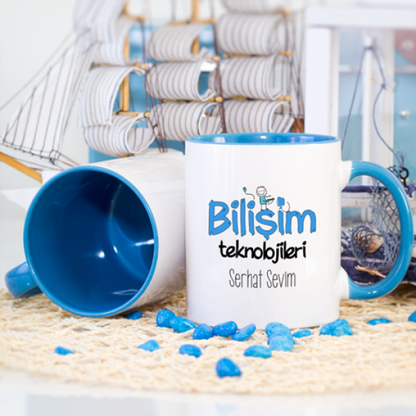 Kişiye Özel Mavi Renkli Bilişim Teknolojileri Kupa Bardak - 2