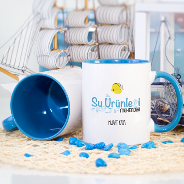 Kişiye Özel Mavi Renkli Su Ürünleri Mühendisi Kupa Bardak - Model 2 - Resim 2