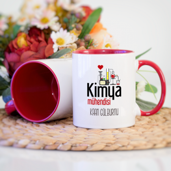 Kişiye Özel Kırmızı Renkli Kimya Mühendisi Kupa Bardak - Model 2 - 2