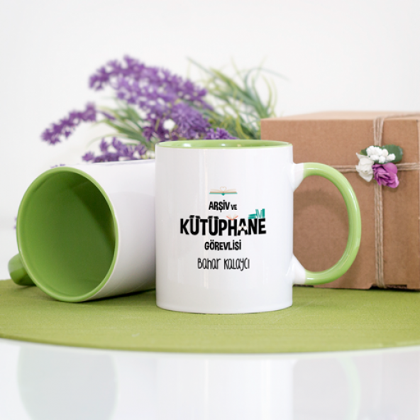 Kişiye Özel Arşiv ve Kütüphane Görevlisi Kupa Bardak - Yeşil - Resim 2