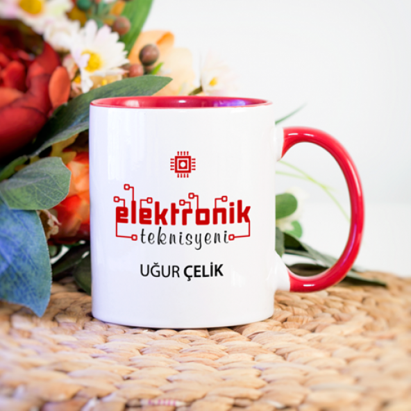 Kişiye Özel Elektronik Teknisyeni Kupa Bardak - Kırmızı - 1