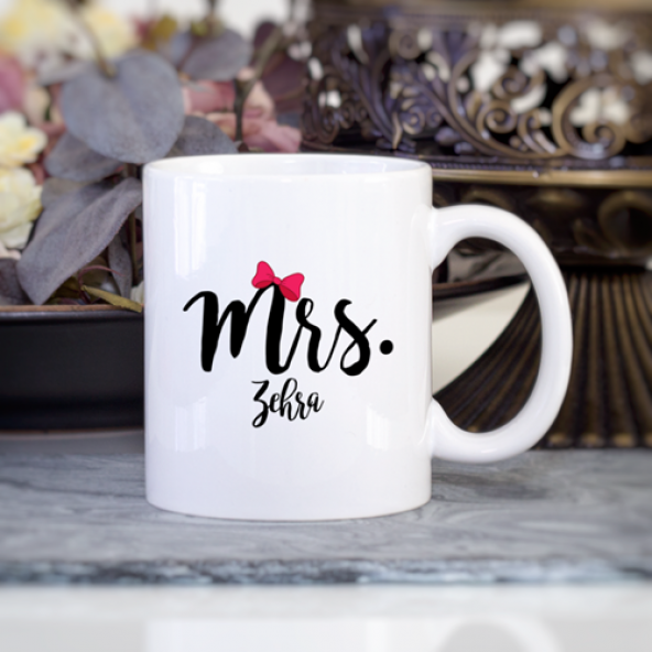 Kişiye Özel İsimli Mr. Mrs. 2 li Kupa Bardak - Resim 2