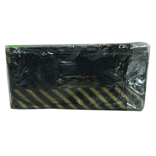 ArmaNorm Takviyeli Çanta Poşet Siyah Çizgili Desen 35X25 50 Adet No:2 - 2