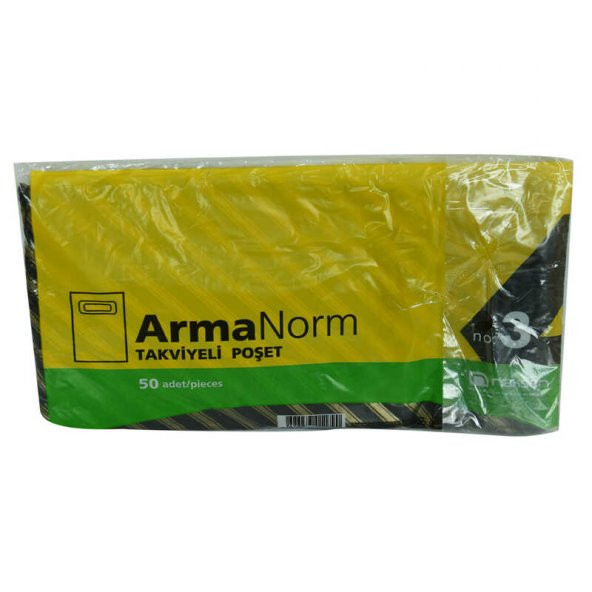 ArmaNorm Takviyeli Çanta Poşet Siyah Çizgili Desen 42X32 50 Adet No:3 - 3