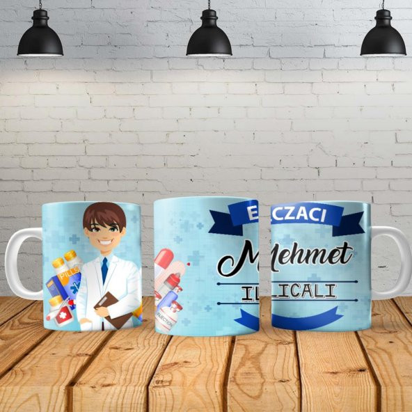 Eczacı Erkek Kişiye Özel Baskılı Yeni Tasarım Sihirli Kupa Bardak Özel Kutusunda