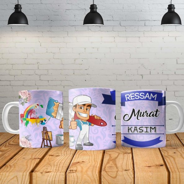 Ressam Kişiye Özel Baskılı Yeni Tasarım Sihirli Kupa Bardak Özel Kutusunda