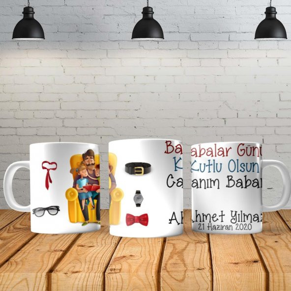 Babalar Günü Kişiye Özel Baskılı Yeni Tasarım Sihirli Kupa Bardak Özel Kutusunda