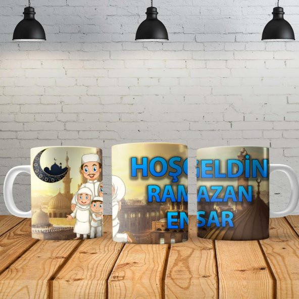 Hoşgeldin Ramazan Kişiye Özel Baskılı Yeni Tasarım Sihirli Kupa Bardak Özel Kutusunda