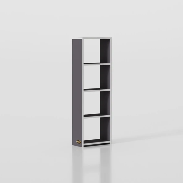 Kenzlife kitaplık süper ga 120*40*19 gri 4 katlı tek bölme ofis mutfak banyo dolabı arkalıksız - Resim 3