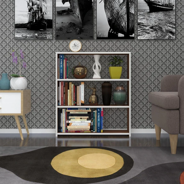 Kenzlife kitaplık süper ga 090*80*19 cvz 3 katlı tek bölme ofis mutfak banyo dolabı arkalıksız - Resim 2