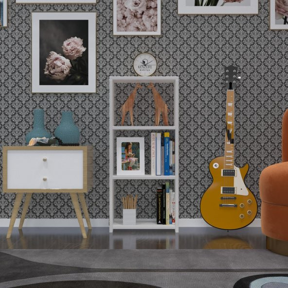 Kenzlife kitaplık süper ga 090*40*19 byz 3 katlı tek bölme ofis mutfak banyo dolabı arkalıksız - 2