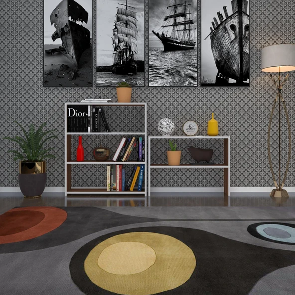 Kenzlife kitaplık süper ga 150*80*19 cvz 5 katlı tek bölme çift bölme opsiyonlu ofis mutfak banyo dolabı arkalıksız - Resim 2