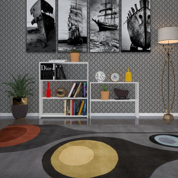 Kenzlife kitaplık süper ga 150*80*19 byz 5 katlı tek bölme çift bölme opsiyonlu ofis mutfak banyo dolabı arkalıksız - Resim 2