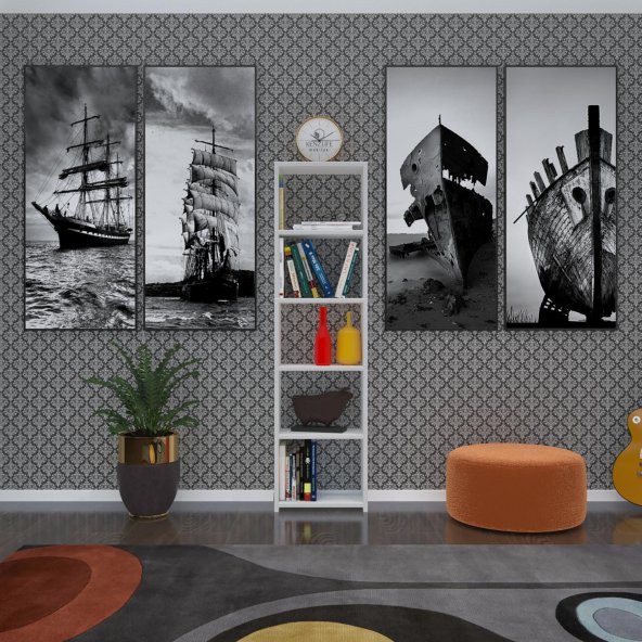 Kenzlife kitaplık süper ga 150*40*19 byz 5 katlı tek bölme çift bölme opsiyonlu ofis mutfak banyo dolabı arkalıksız - 3
