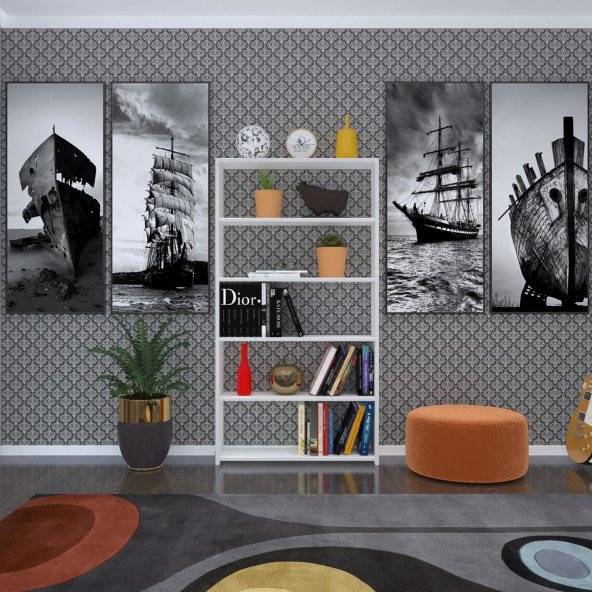 Kenzlife kitaplık süper ga 150*80*19 byz 5 katlı tek bölme çift bölme opsiyonlu ofis mutfak banyo dolabı arkalıksız - Resim 3