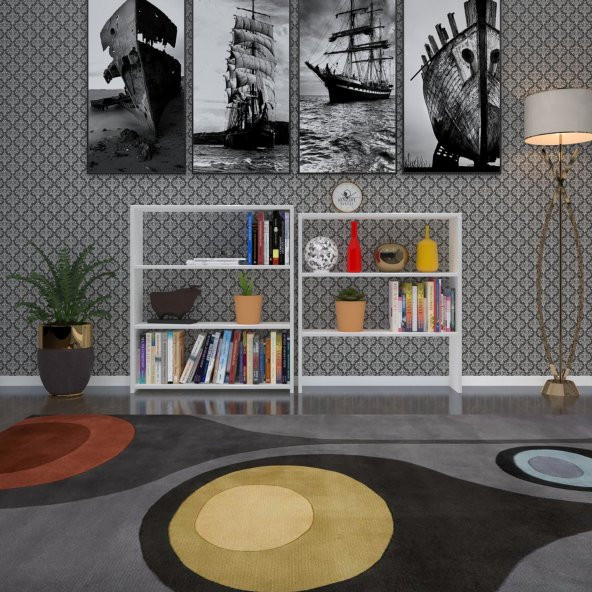 Kenzlife kitaplık süper ga 180*80*19 byz 6 katlı tek bölme çift bölme opsiyonlu ofis mutfak banyo dolabı arkalıksız - Resim 2