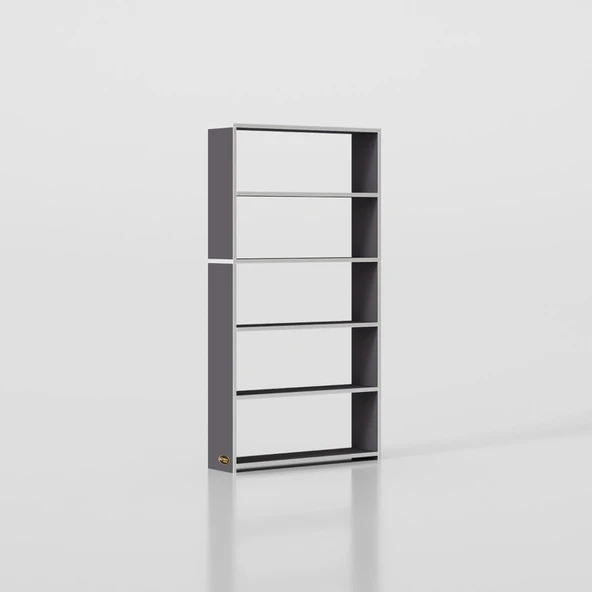 Kenzlife kitaplık süper ga 150*80*19 gri 5 katlı tek bölme çift bölme opsiyonlu ofis mutfak banyo dolabı arkalıksız - 4