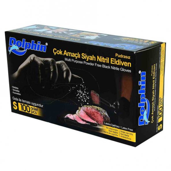 Pudrasız Siyah Nitril Eldiven Küçük Boy (S) 100 Lü Paket - 6