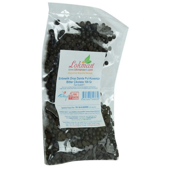 Bitter Çikolata Eritmelik Drop Damla Pul Kuvertür 100 Gr Paket - 3