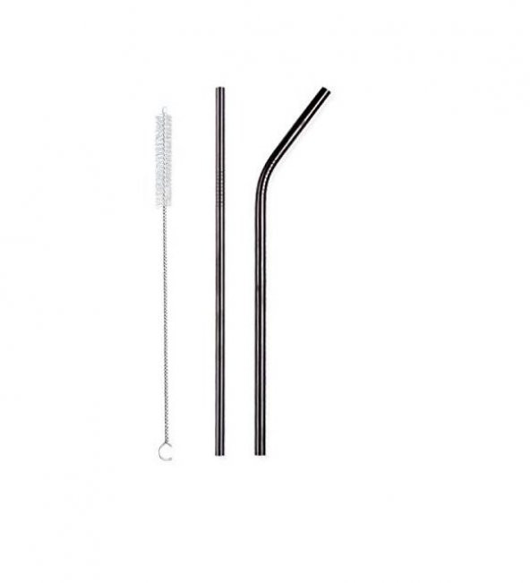 5 Parça Metal Pipet - Paslanmaz Çevre Dostu Metal Pipet Fırça Seti - 3