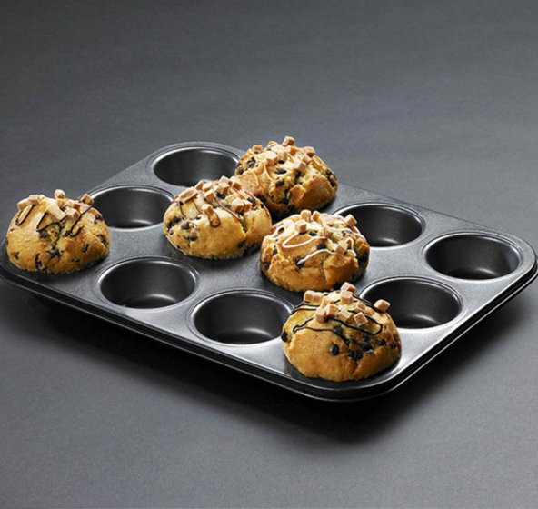 12 Bölmeli Metal Yapışmaz Muffin Kek Kalıbı - 4