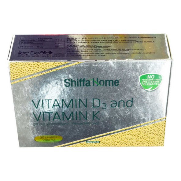 Shiffa Home D3 ve K Vitamini Yumuşak 1300 Mg x 30 Kapsül - 2