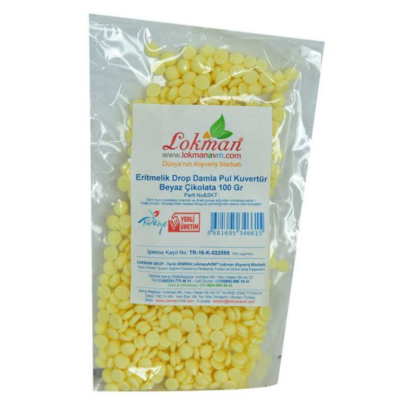 Beyaz Çikolata Eritmelik Drop Damla Pul Kuvertür 100 Gr Paket - 5