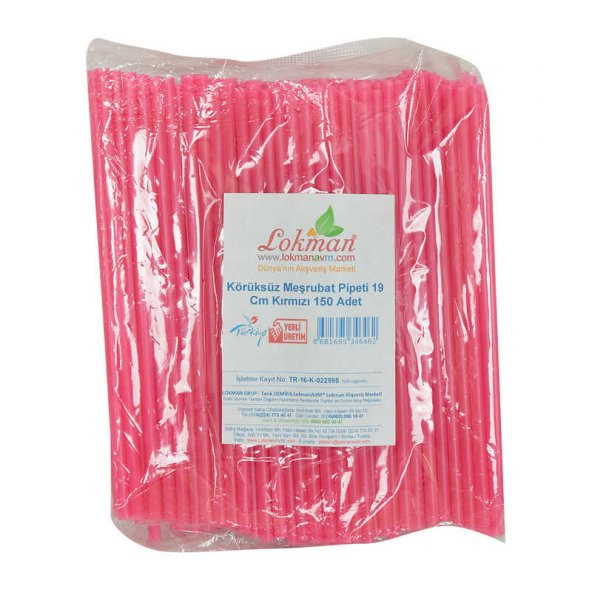 Körüksüz Pipet Ayran Kola Meşrubat Pipeti 19 Cm Kırmızı 150 Adet Paket - 2