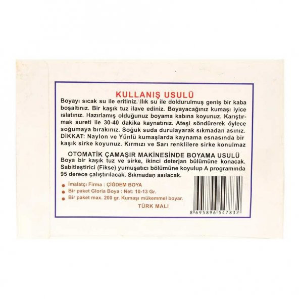 Kumaş Boyası Al Kırmızı 10 Gr Paket - 4
