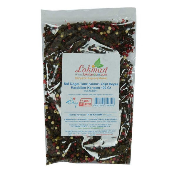 Saf Doğal Tane Kırmızı Yeşil Beyaz Karabiber Karışımı 100 Gr Paket - 2