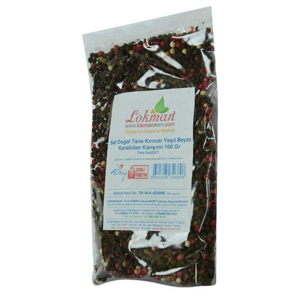 Saf Doğal Tane Kırmızı Yeşil Beyaz Karabiber Karışımı 100 Gr Paket - 3