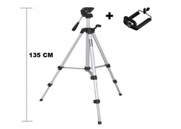 Tripod : Telefon ve Kamera Tutucu Ayak + Telefon Tutucu - 105Cm - 2