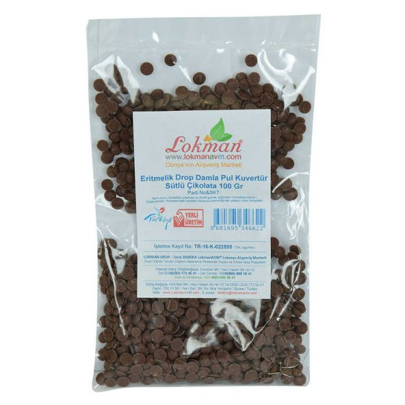 Sütlü Çikolata Eritmelik Drop Damla Pul Kuvertür 100 Gr Paket - 8