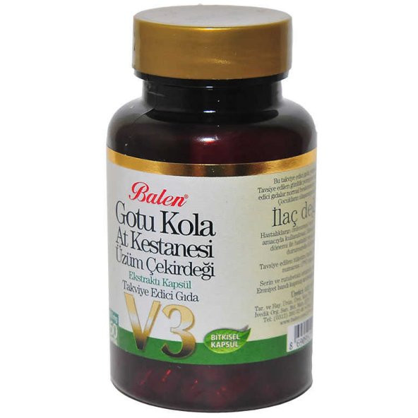 Gotu Kola At Kestanesi Üzüm Çekirdeği Ekstratı V3 60 Kapsül - Resim 3