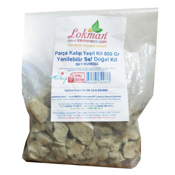 Parça Kalıp Yeşil Kil 500 Gr Yenilebilir Saf Doğal Kil Paket - 2