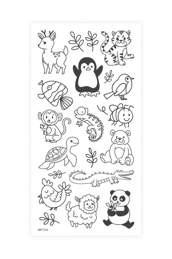 Animals -3 Geçici Dövme,Geçici Tattoo ,Vücut Dövme,Kol Bilek Dövme,Boyun Dövme,Sırt Dövme - 2