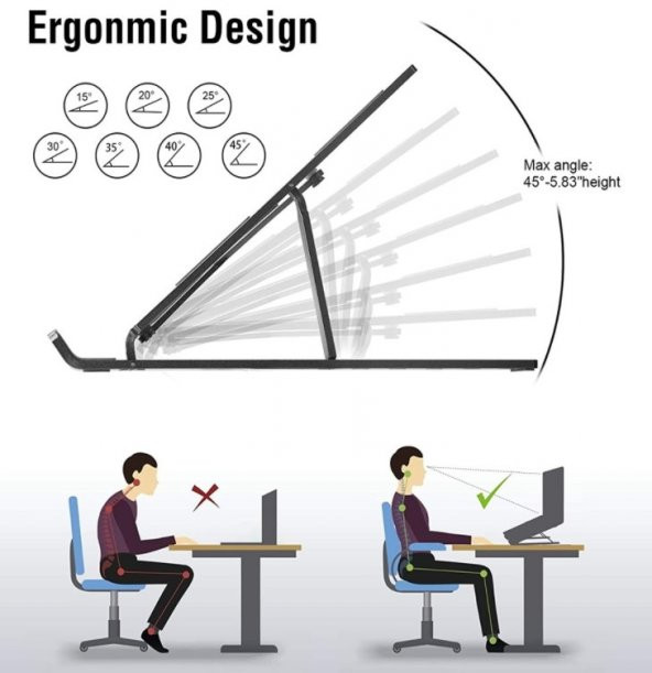 7 Kademeli Ayarlı Katlanabilir Laptop Tablet Standı Siyah - 2