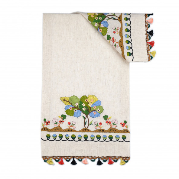 Ağaç Temalı Keten Runner
