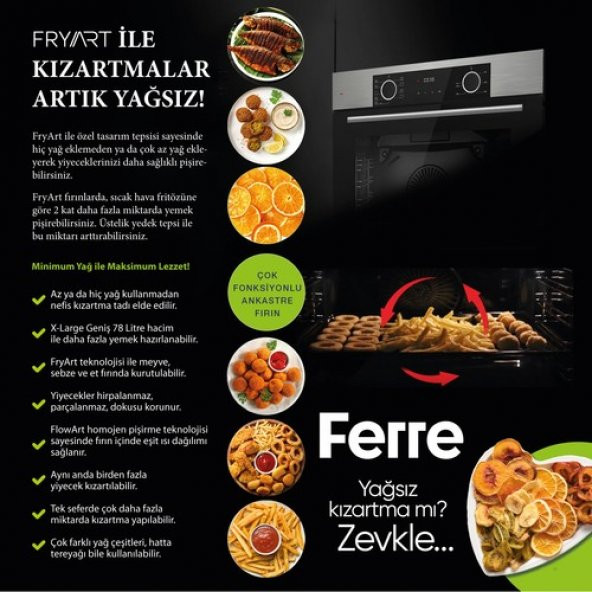 Ferre Fryart Cs Serisi Beyaz Ankastre Cam Set (D064 + CS206 + XE63CB) - Resim 5
