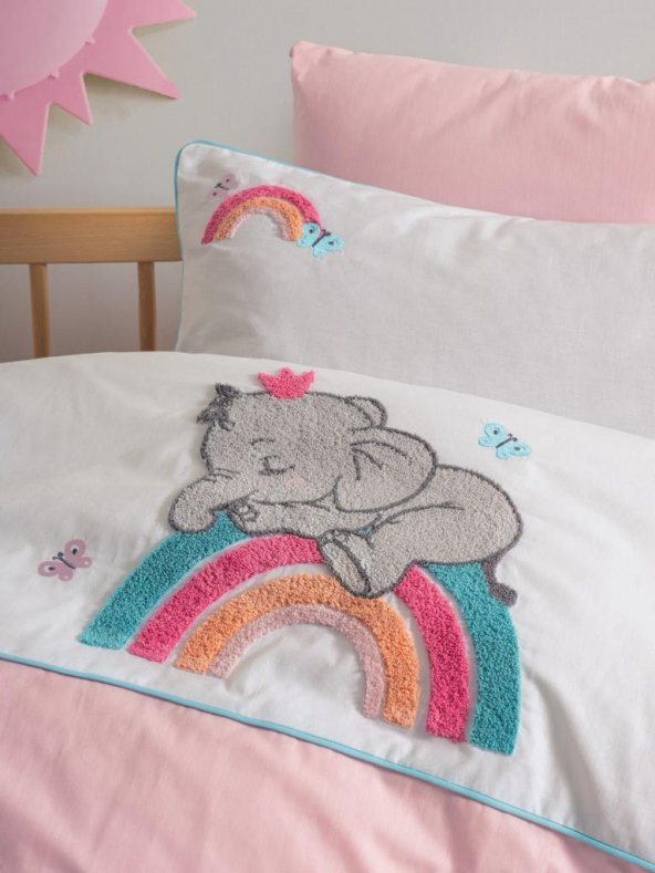 Cotton Box Pucnh Nakışlı Bebek Nevresim Takımı Lucky Pembe - 2