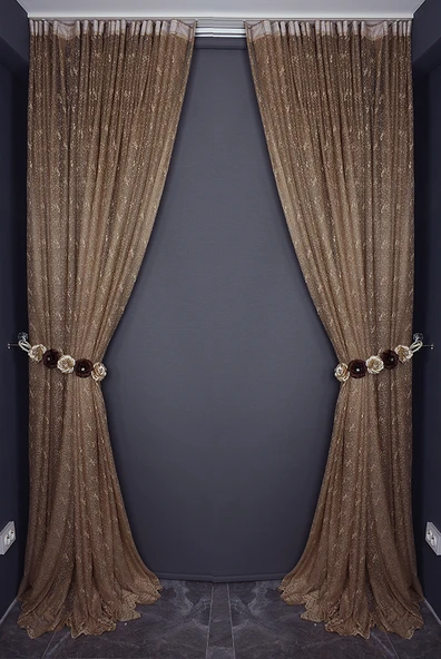 KUŞ MODEL KOYU VİZON RENK TEK KANAT Hazır dikilmiş Pileli Fon Perde 300*260 cm - Resim 7