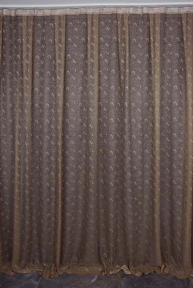 KUŞ MODEL KOYU VİZON RENK TEK KANAT Hazır dikilmiş Pileli Fon Perde 300*260 cm ürün görseli