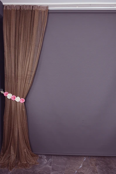 ORKİDE MODEL KOYU VİZON RENK TEK KANAT Hazır dikilmiş Pileli Fon Perde 300*260 cm - Resim 5