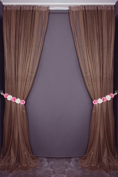 ORKİDE MODEL KOYU VİZON RENK TEK KANAT Hazır dikilmiş Pileli Fon Perde 300*260 cm - Resim 7